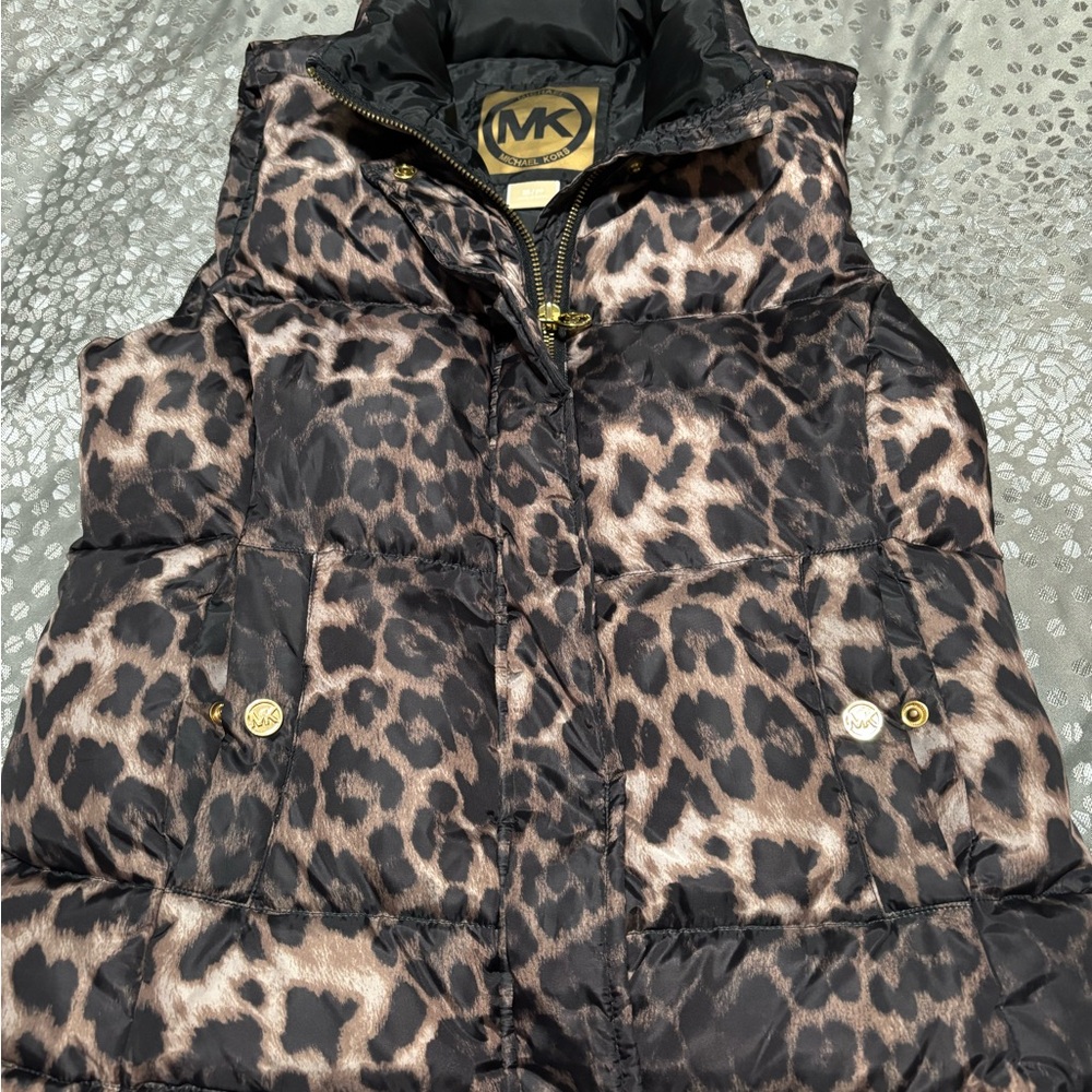Michael Kors Leopard Print Puffer Vest